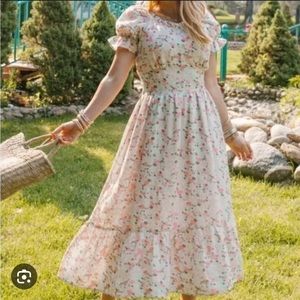 Ivy City Co Bethany Dress, Size Large, midi floral dress